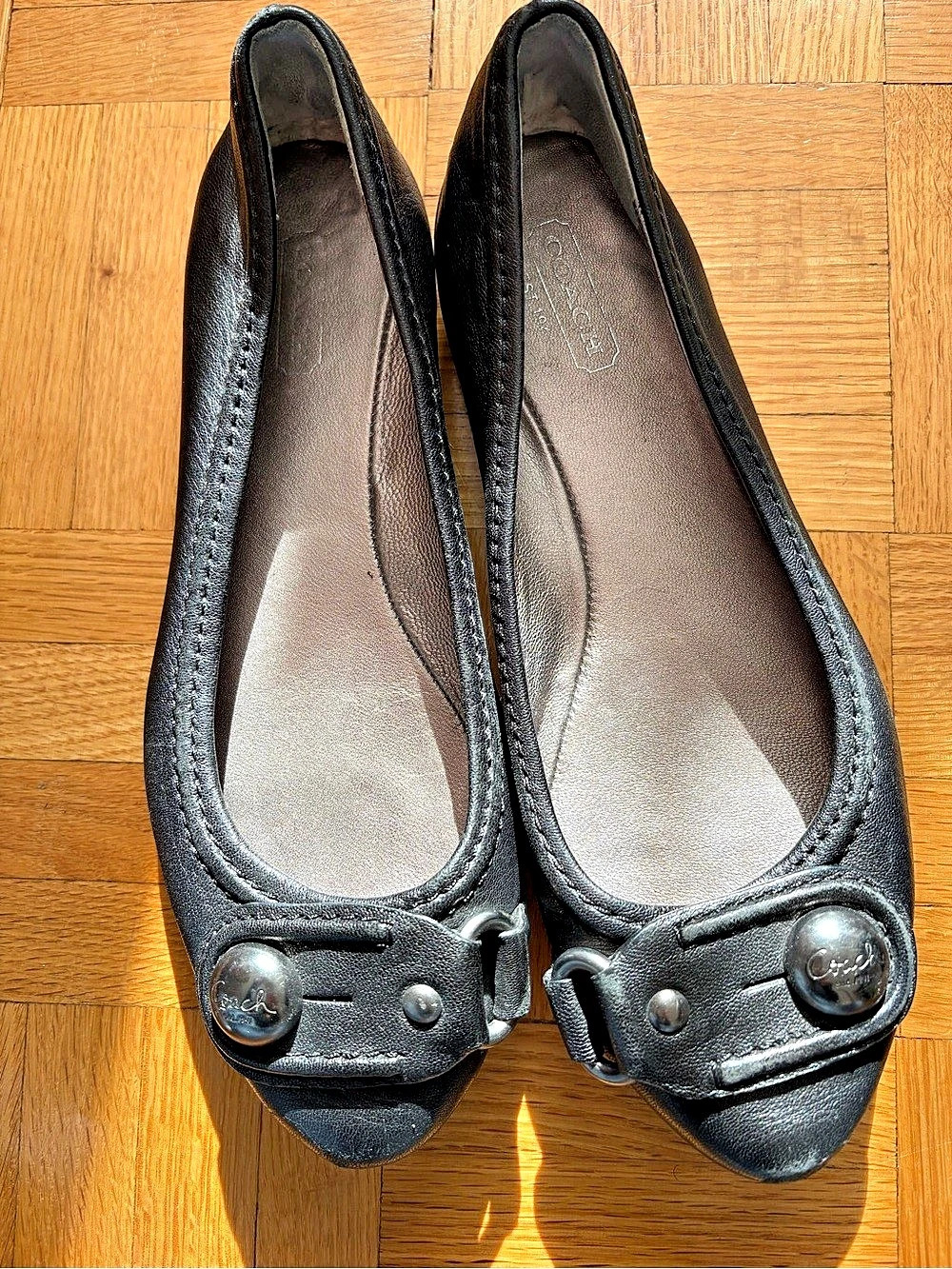 Coach Black Leather-Look Flats